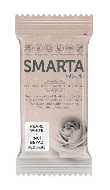 lufttrocknender Ton, Smarta airdryclay pearl white, perlmutt weiss Ton