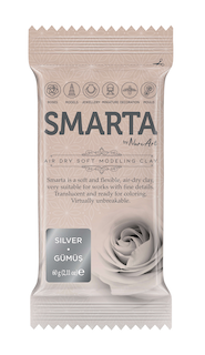 lufttrocknender Ton, Smarta airdryclay silver metallic,  Ton in silber metallik